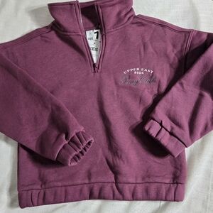Cotton:On Boys Half-Zip "Upper East Side Pony Club" Burgundy Pullover Size 7 NWT